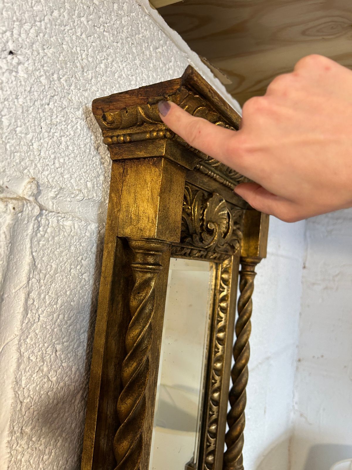 Antique French Style Gilt Wall Mirror Vanity Mirror Chas. H. West Mirror Shelf photo vintage