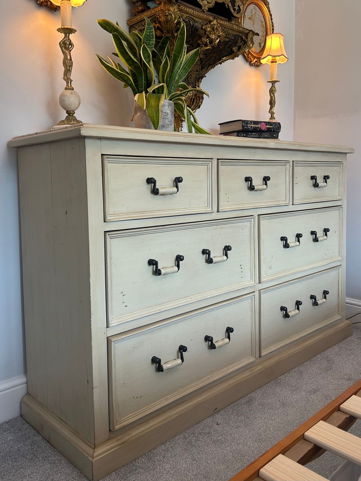 Country Sideboard Console Farmhouse Rustic Bank Of Drawers photo vintage
