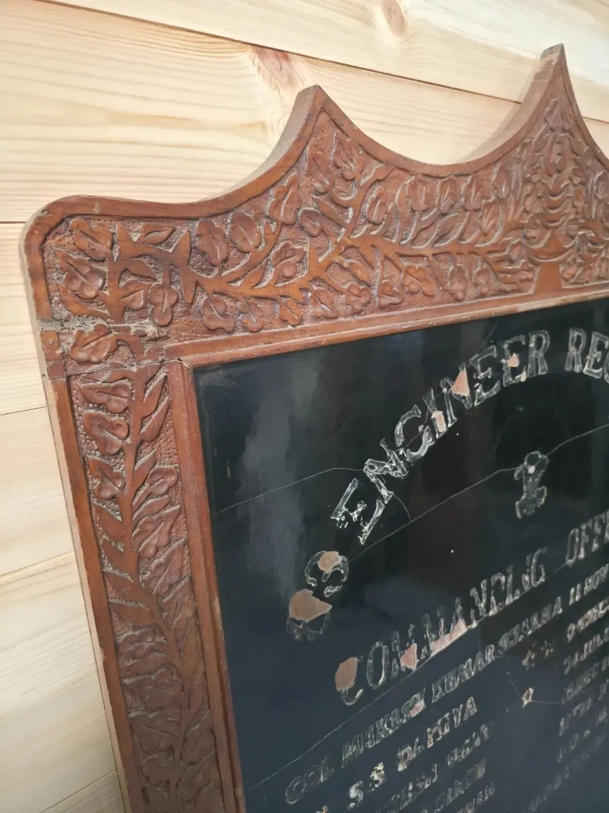 Large Vintage Indian Army Military Honour Board Carved Wooden Frame Menu Board photo vinterior