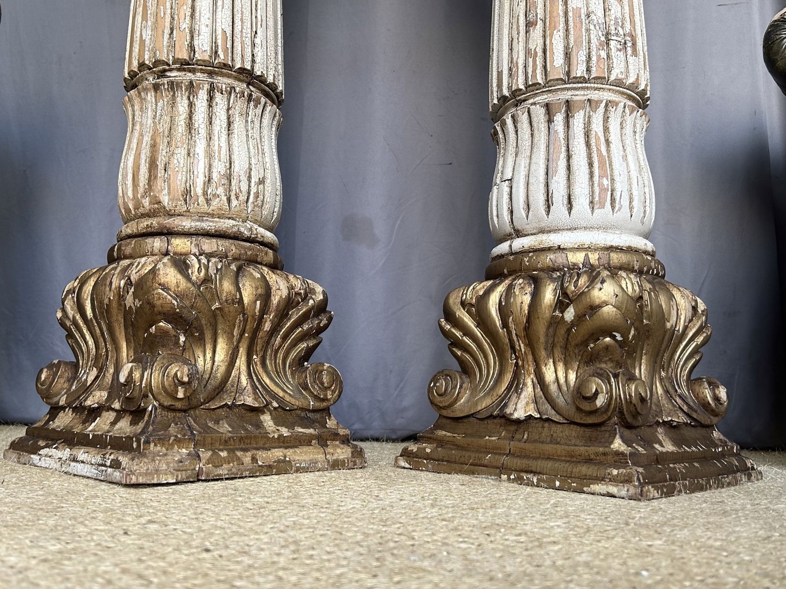 Pair Of Antique French Column Pillars Plant Stands photo vintage