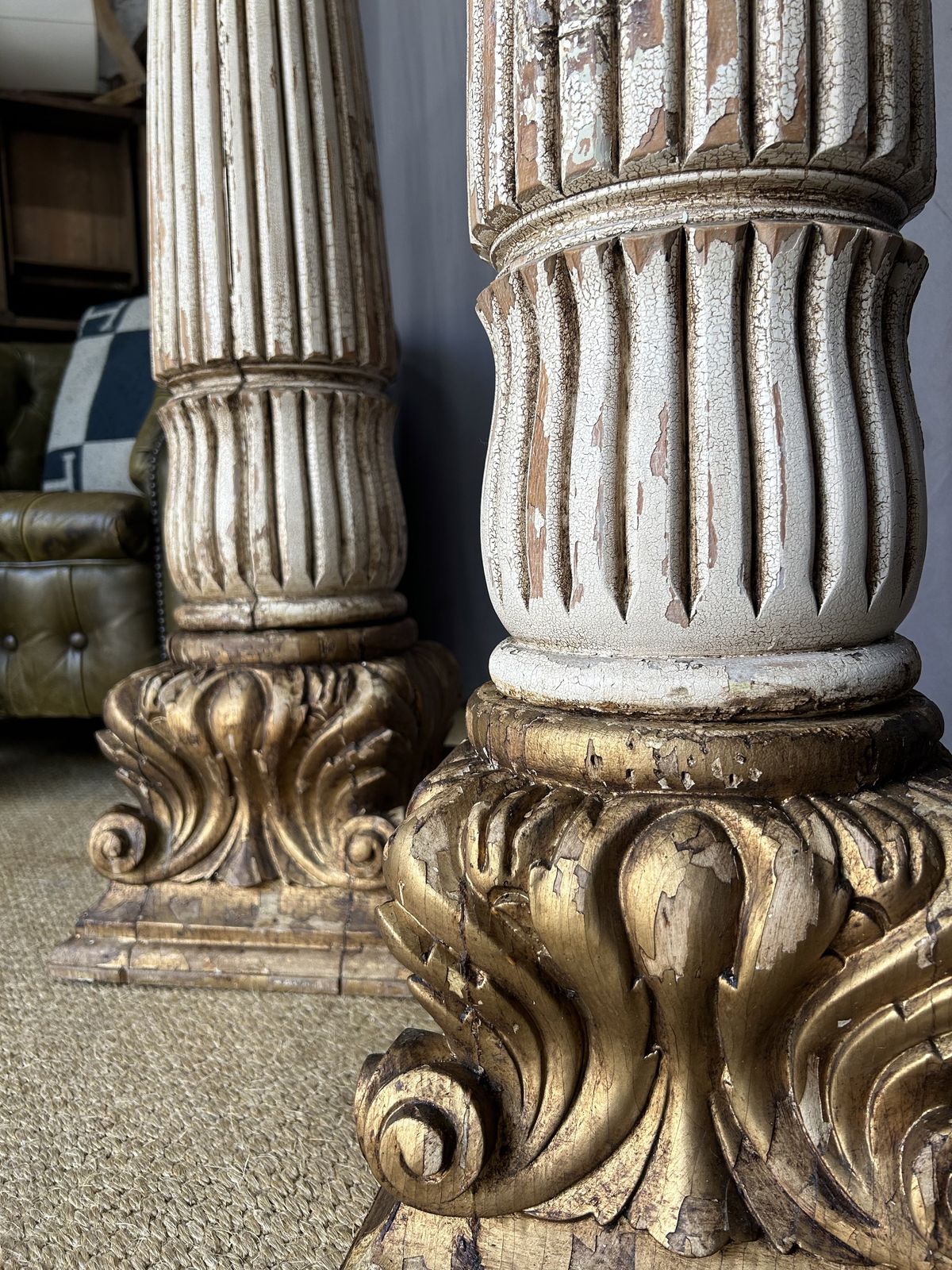 photo furniture Pair Of Antique French Column Pillars Plant Stands