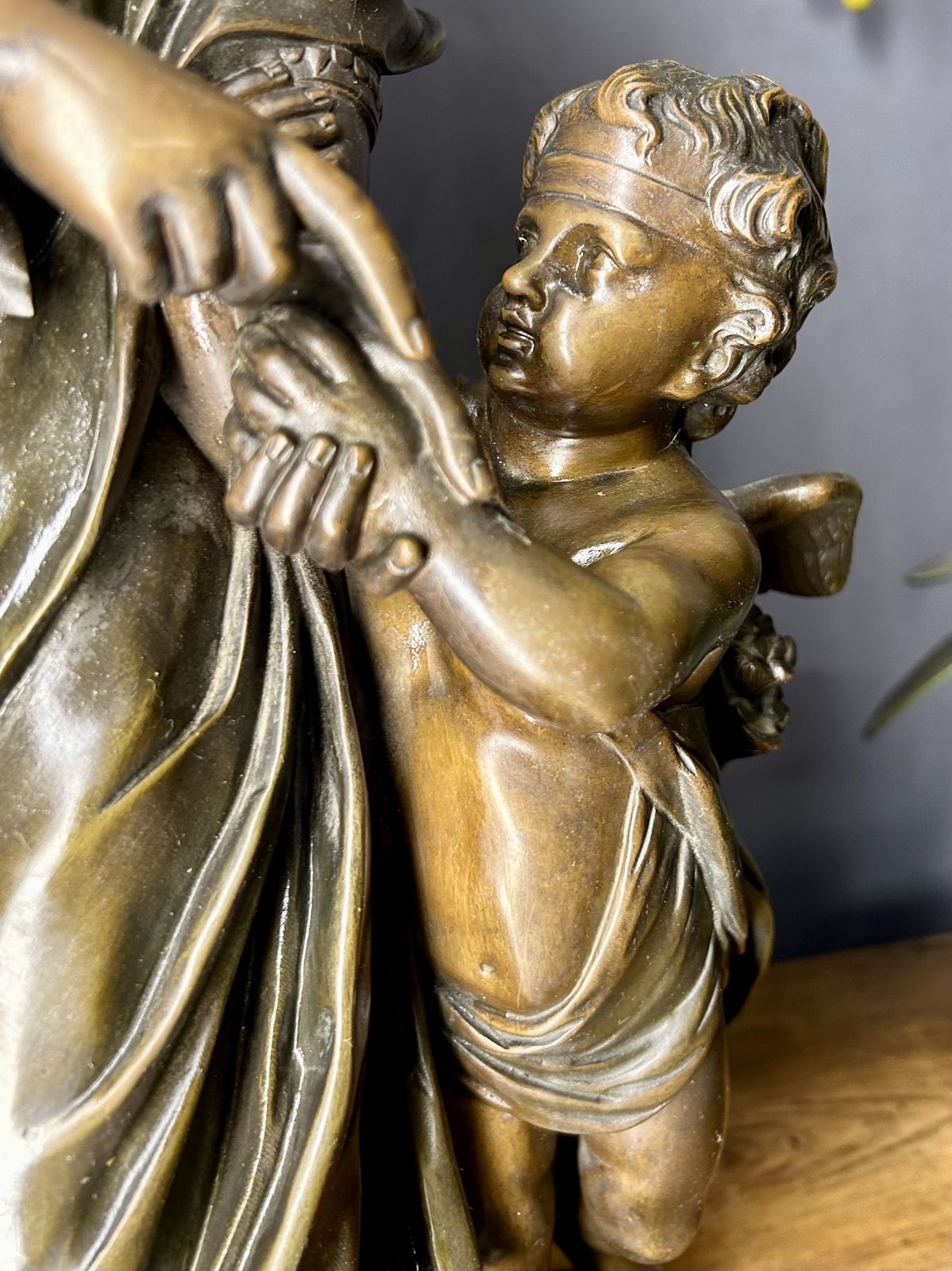 Antique Bronze French L'innocence Entraînée Par L'amour By Coustou After Louis photo for sale
