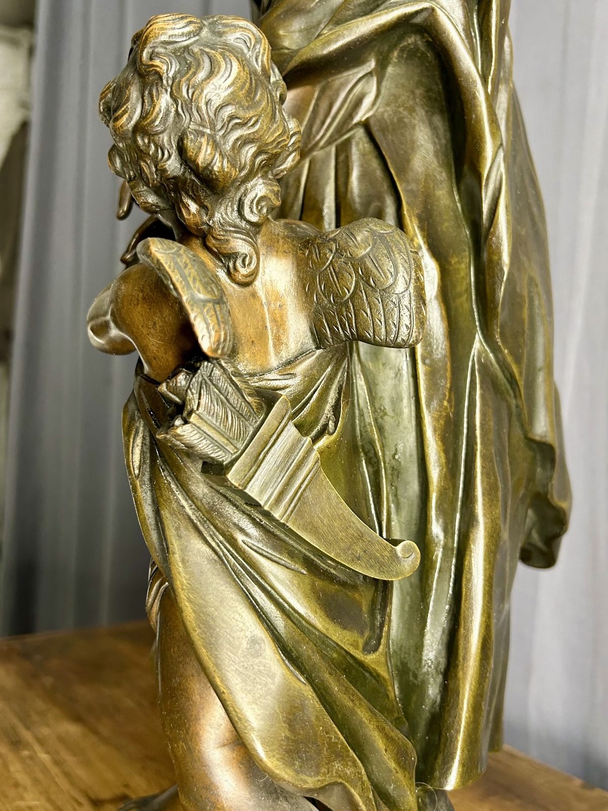 Antique Bronze French L'innocence Entraînée Par L'amour By Coustou After Louis photo Art