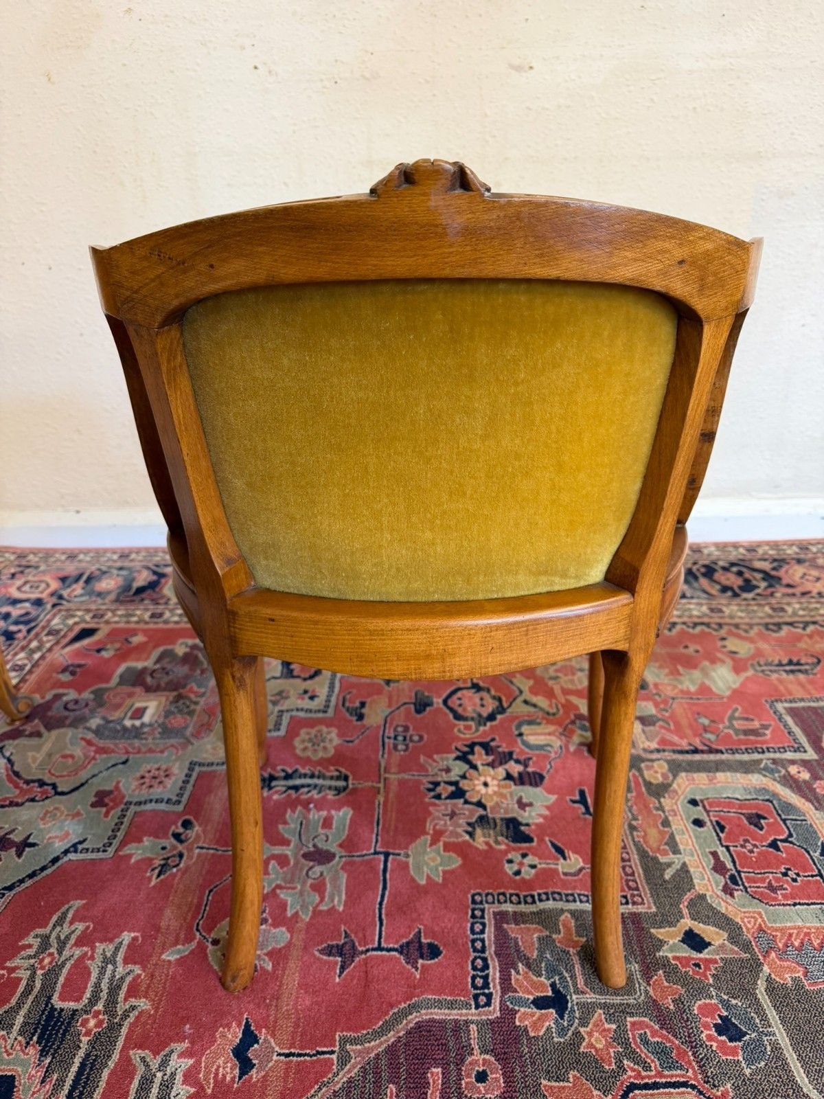 photo vinterior French Carved Oak Tripple Mirrored Dressing Table And Chair Circa 1950