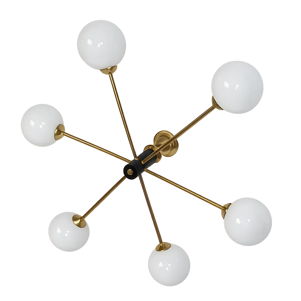 Stilnovo 1960s Style Chandelier | Brass, Glass And Metal