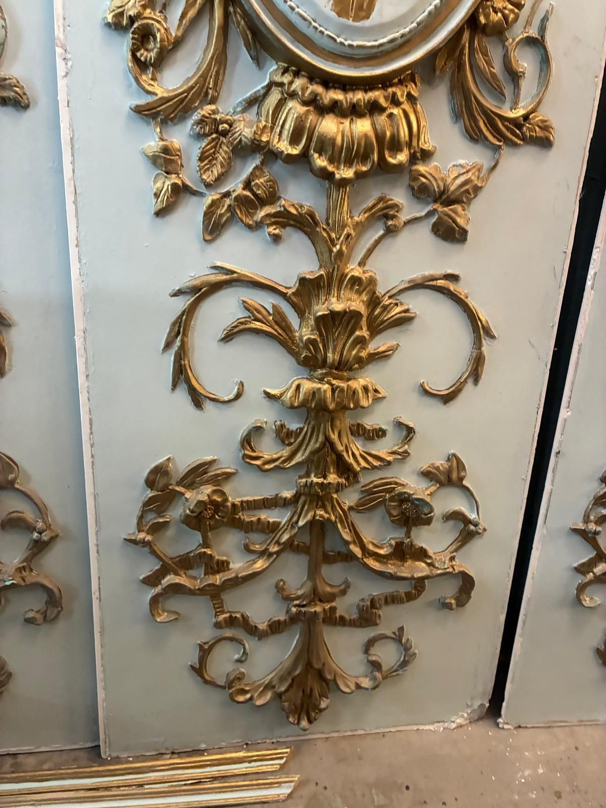 595.0 Four Decorative French Antique Style Louis XVI Gilt Wall Panelling Panels photo
