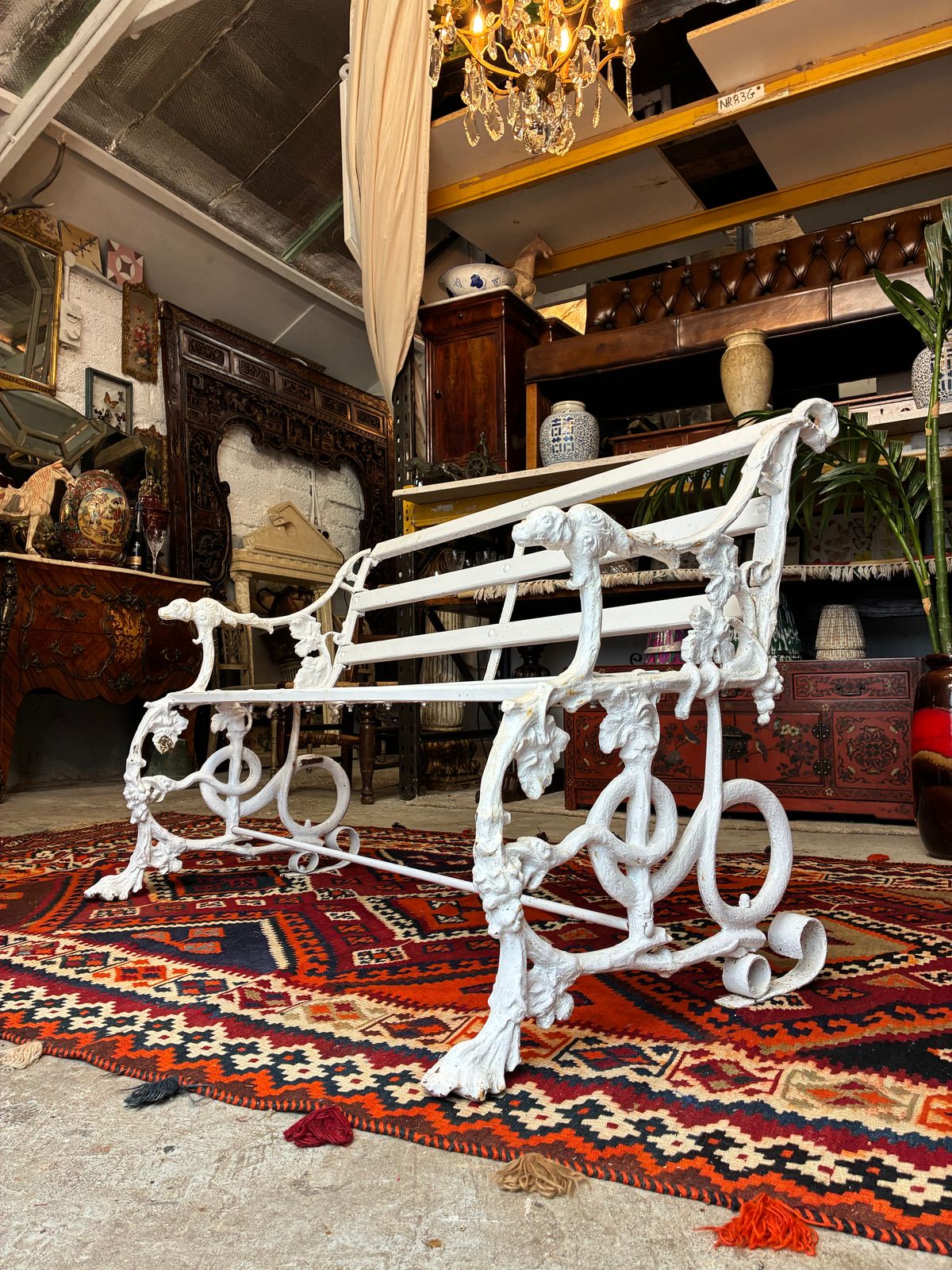 Original Antique Coalbrookdale Garden 2 Seater Garden Bench Cast Iron Dog And Sn photo furniture