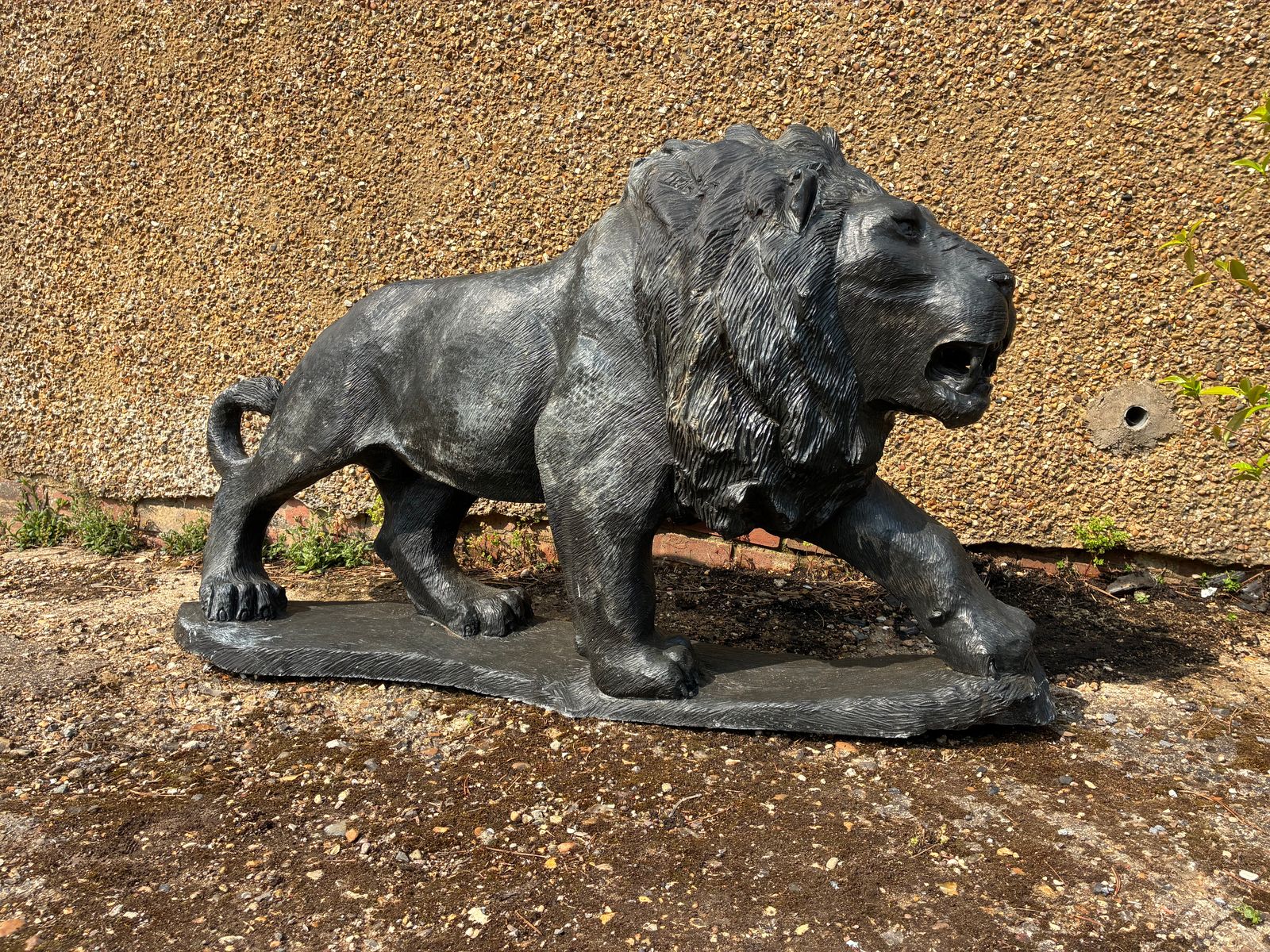 Hand Carved Lion Statue Black Natural African Stone Lion Garden Sculpture