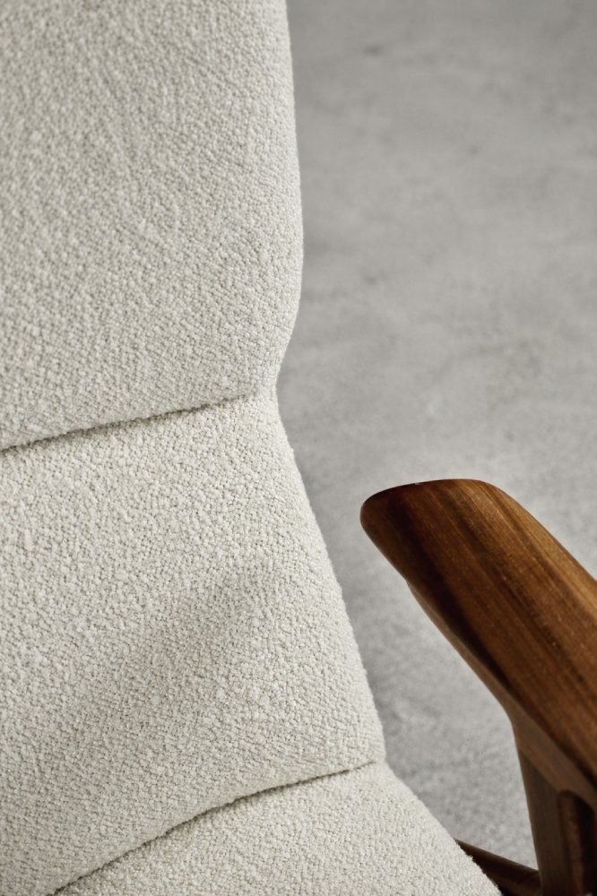 Mid Century Norwegian Modern Teak And White Bouclé Lounge Chair, 1960s photo vinterior