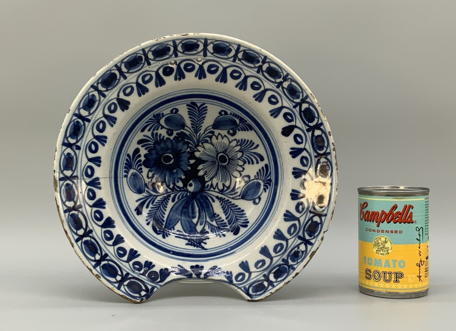 18th Century Dutch Delft Barber's Bowl Bleeding Dish Blue And White Tin Glaze photo for sale