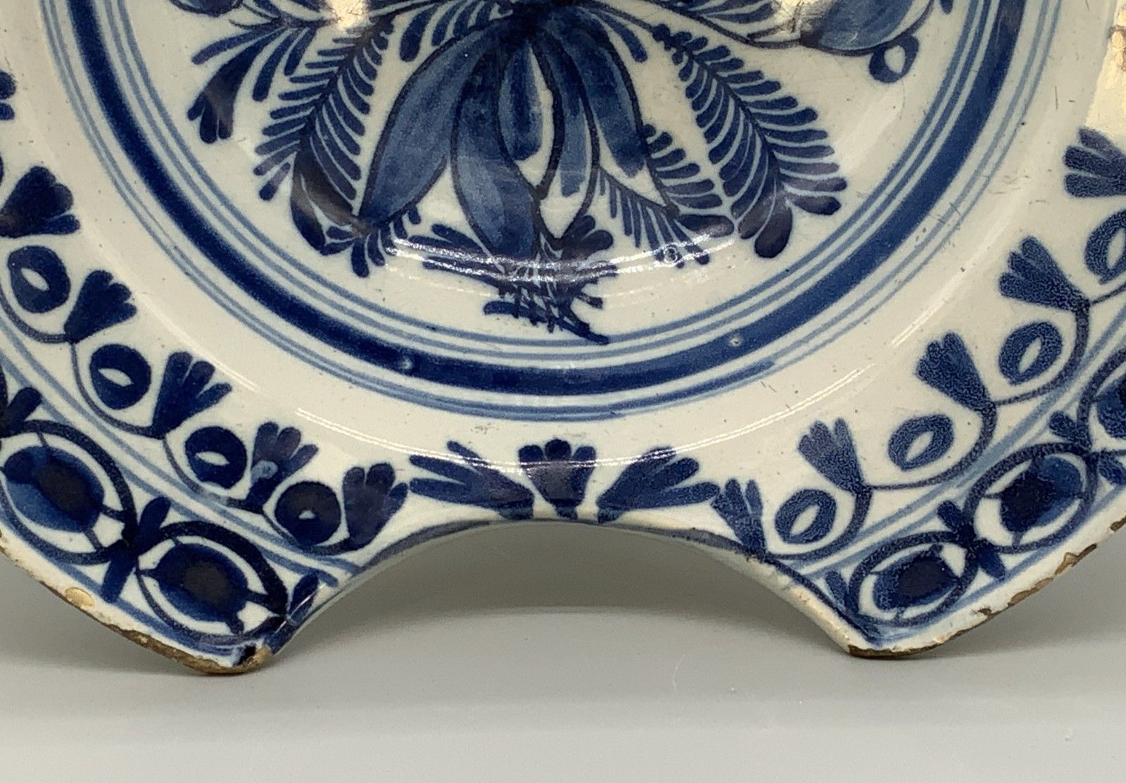18th Century Dutch Delft Barber's Bowl Bleeding Dish Blue And White Tin Glaze photo vinterior