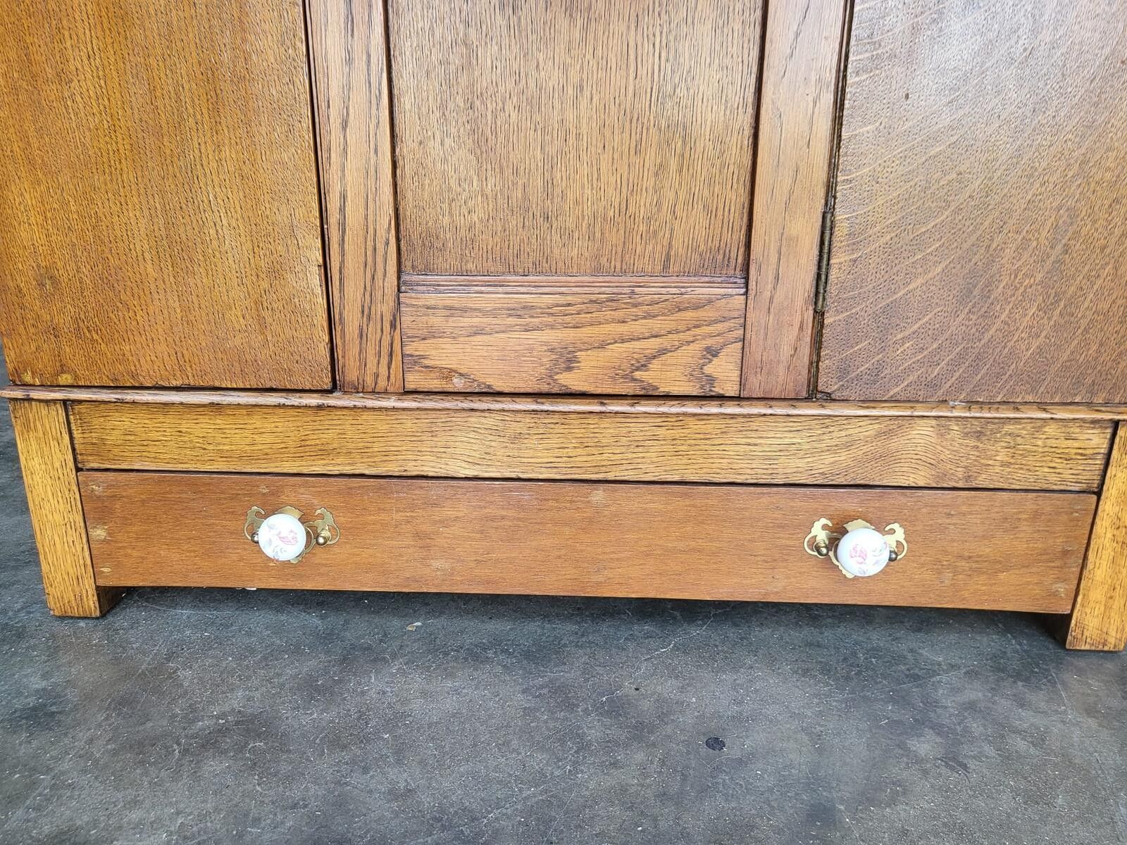 photo buy Antique Art Nouveau Oak Single Mirrored Door Wardobe Drawer