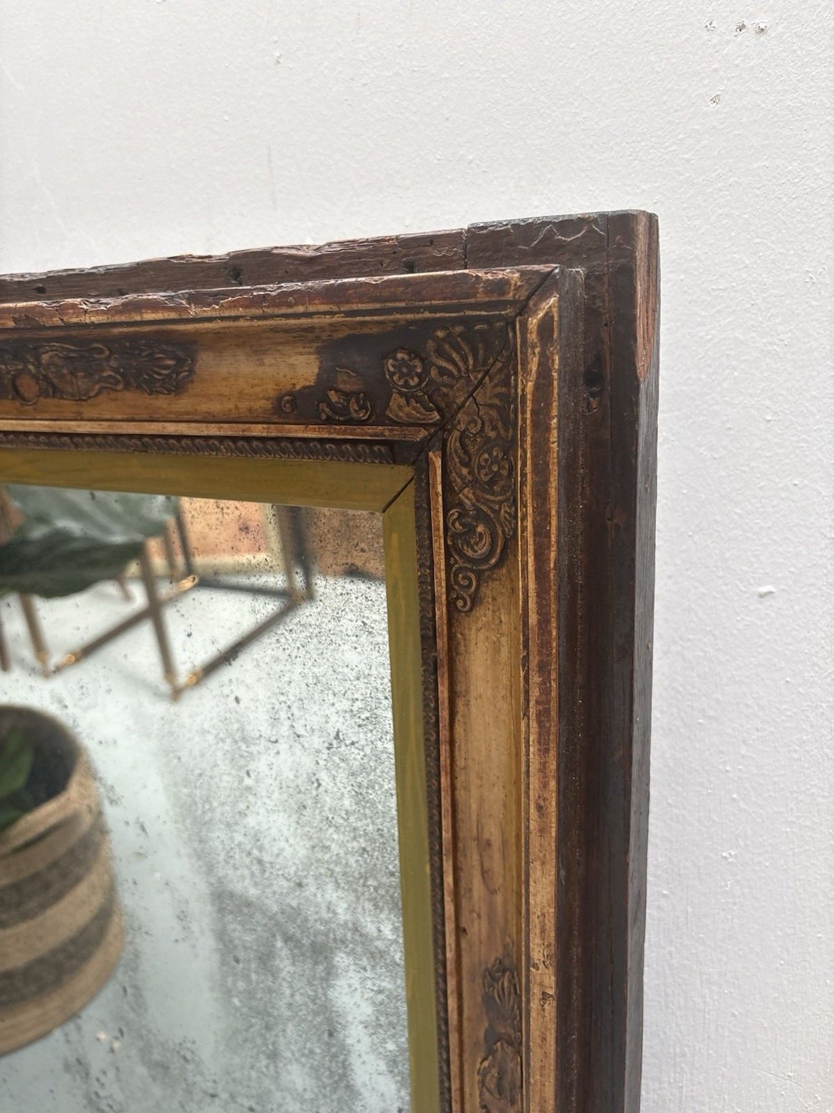 19th Century Antique French Empire Featuring Heavily Foxed Plate Mirror photo furniture