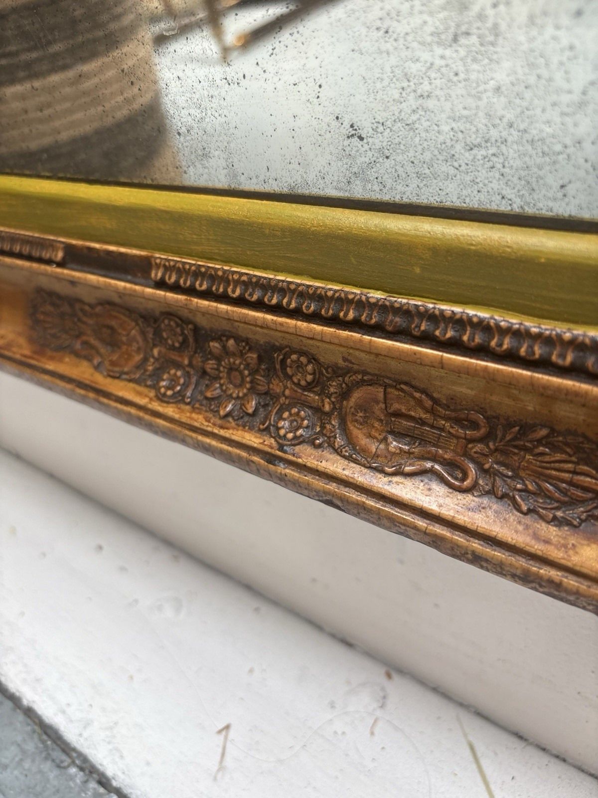 19th Century Antique French Empire Featuring Heavily Foxed Plate Mirror photo buy