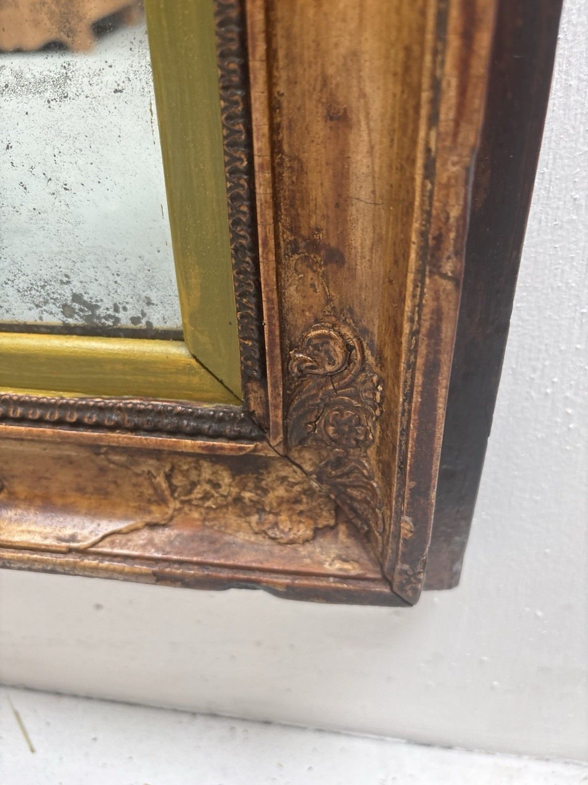 19th Century Antique French Empire Featuring Heavily Foxed Plate Mirror photo vintage
