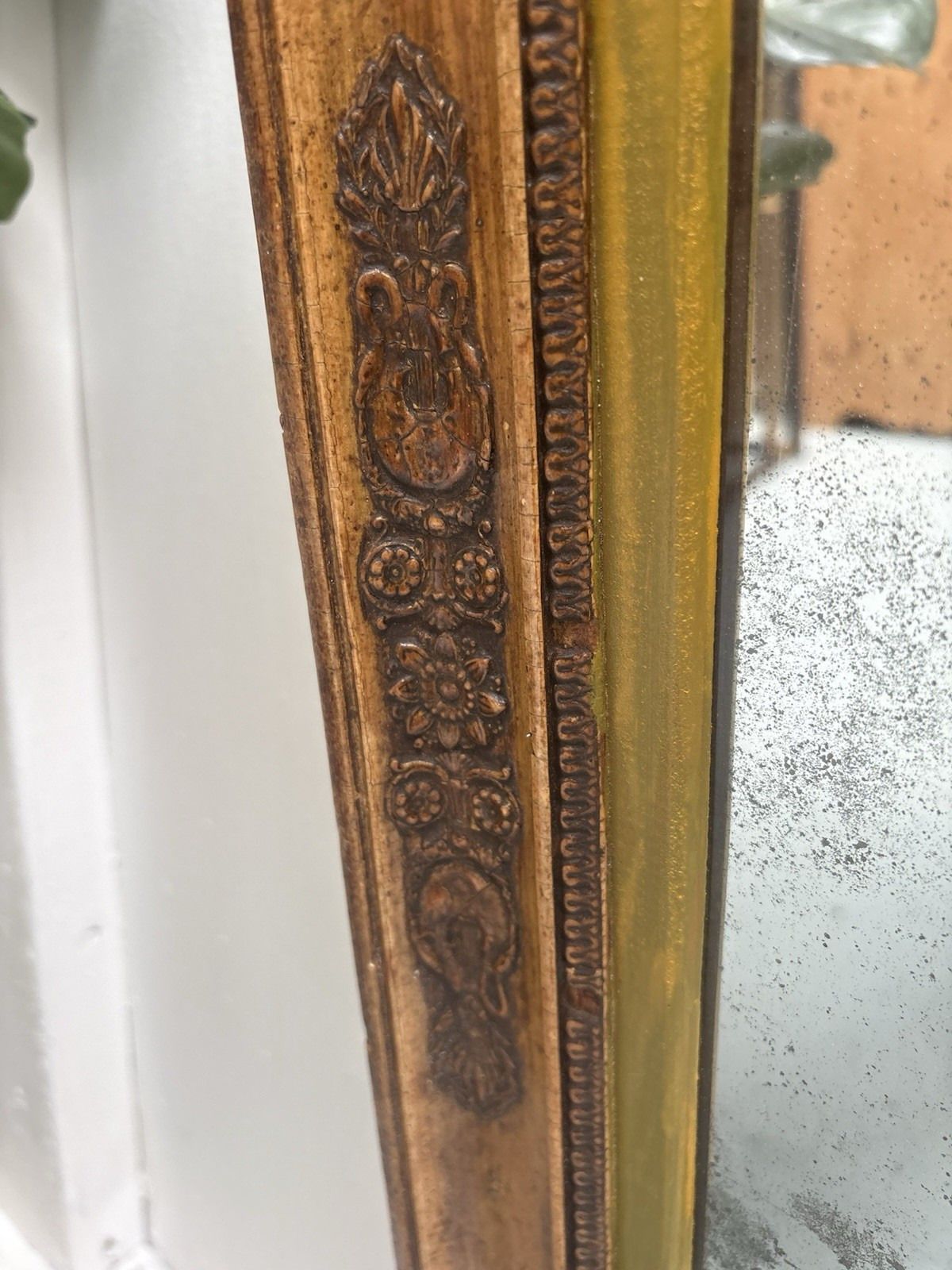 Home Decor 19th Century Antique French Empire Featuring Heavily Foxed Plate Mirror photo