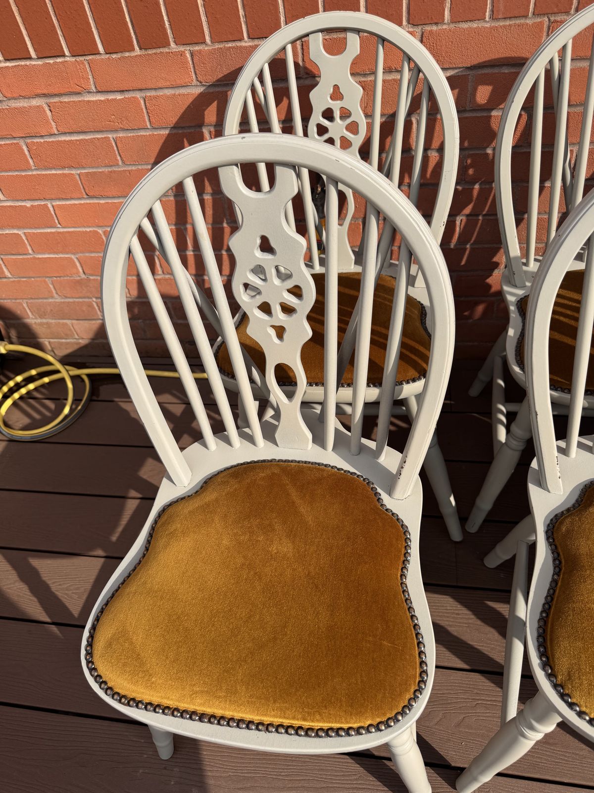 Set Of 10 Farmhouse / Wheelback Style Dining Chairs photo vintage