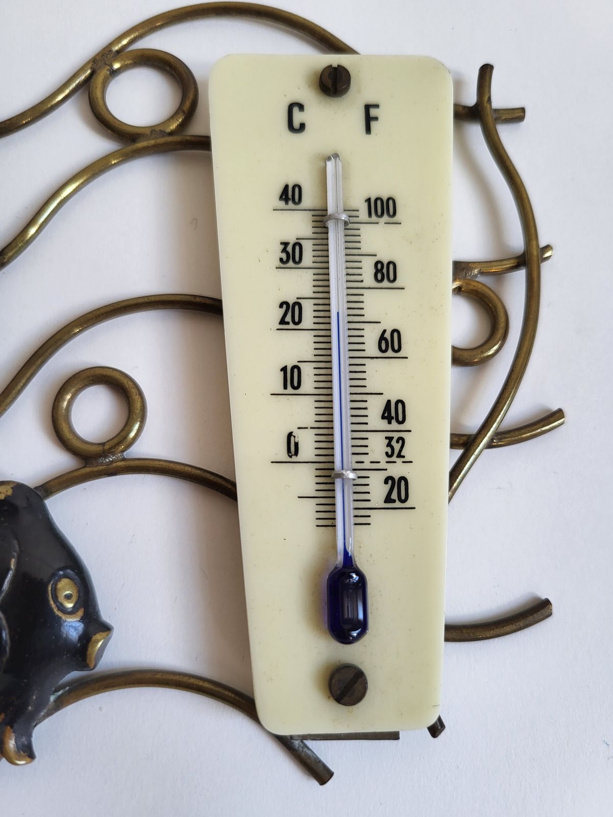Mid Century Modern Brass Thermometer "Aquarium" By Walter Bosse, Austria, 1950s photo vinterior