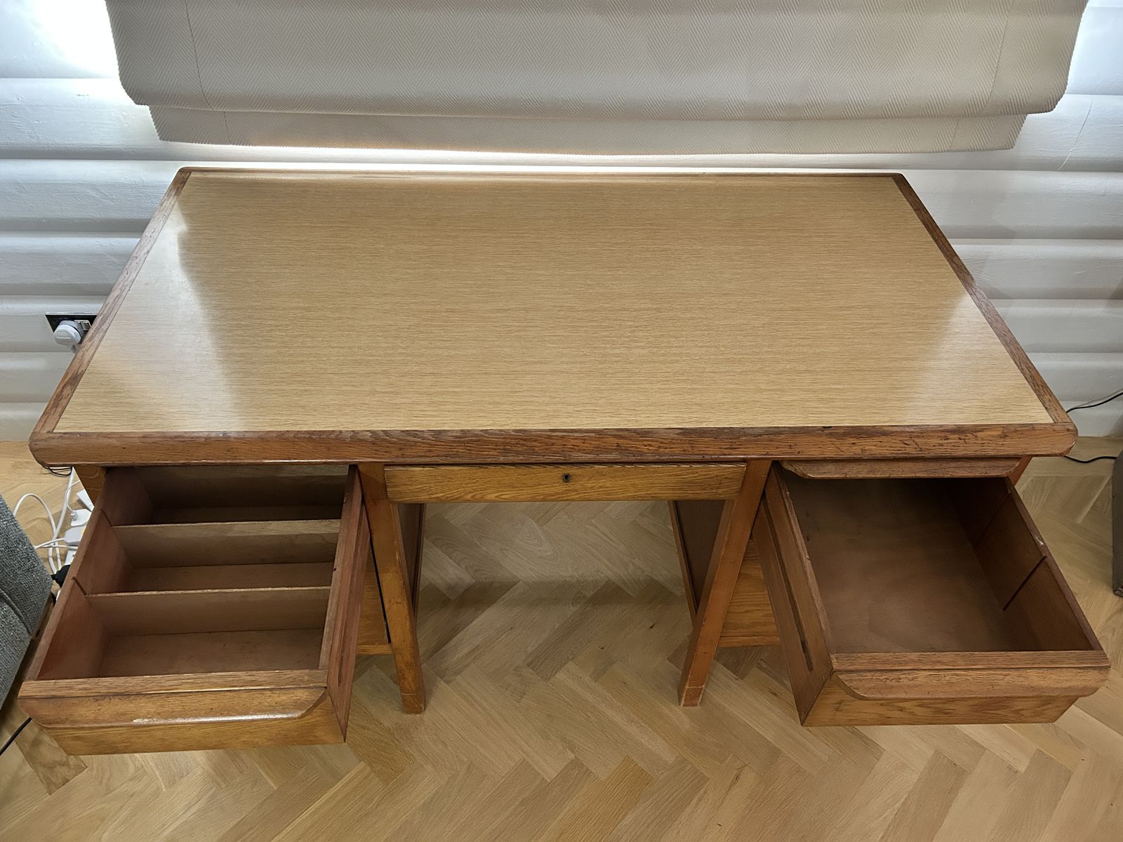 Antique Wooden Teacher Desk photo vinterior
