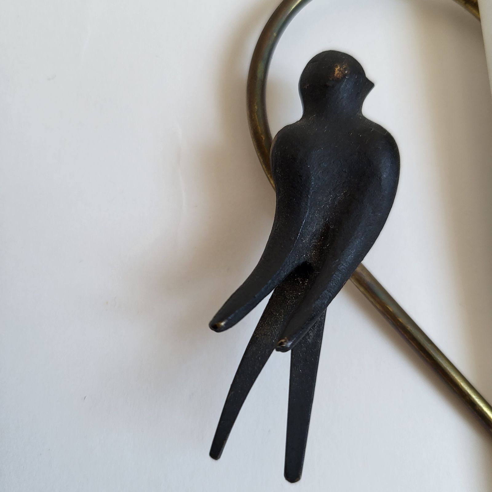 Mid Century Modern Heart Shaped Wall Thermometer With Swallows, Walter Bosse For Herta Baller, Austria, 1950s photo for sale