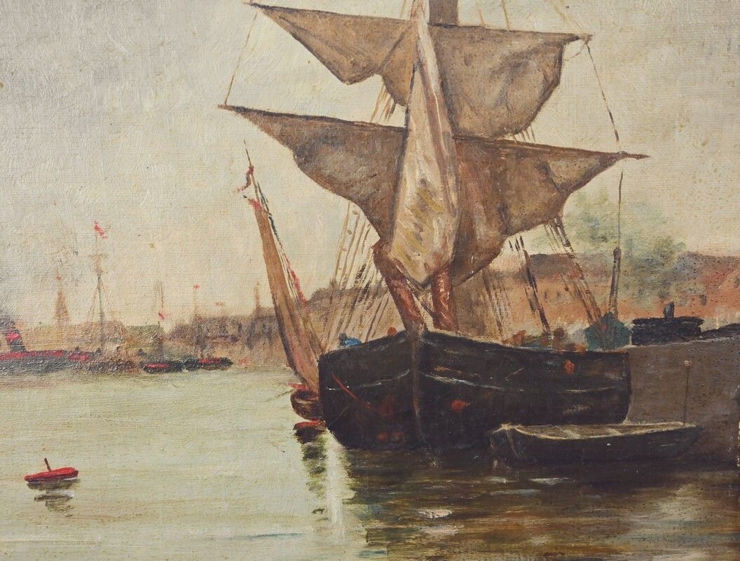photo furniture Painting "Sailboat On A Calm Sea", Oil On Canvas – Late 19th Century