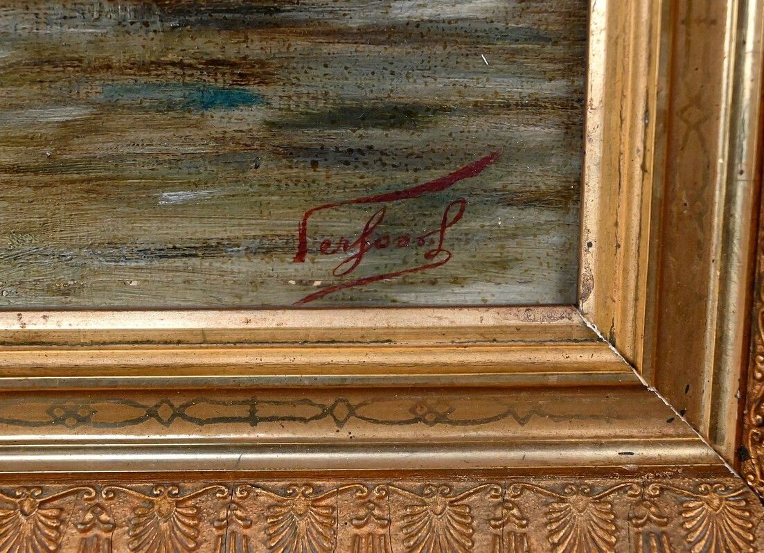 photo for sale Painting "Sailboat On A Calm Sea", Oil On Canvas – Late 19th Century