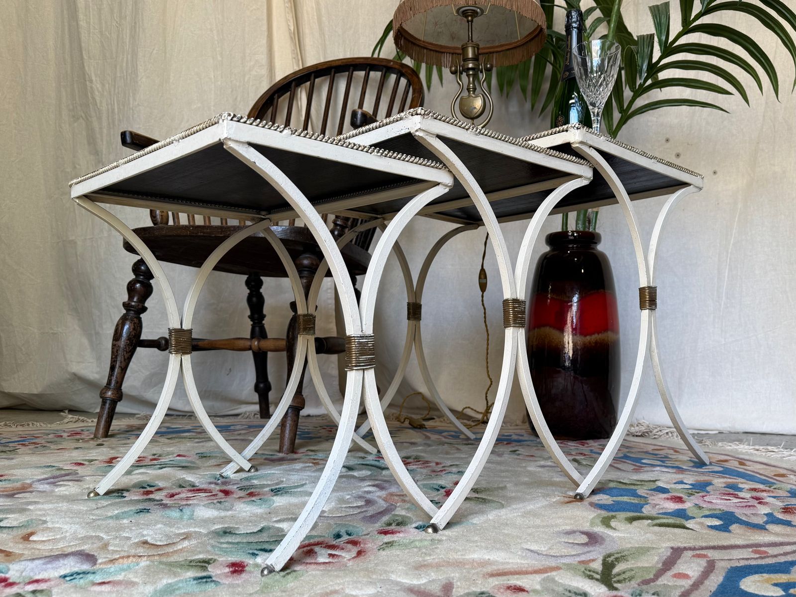 Elegant Nest Of Tables Black Glass Side Tables photo 275.0