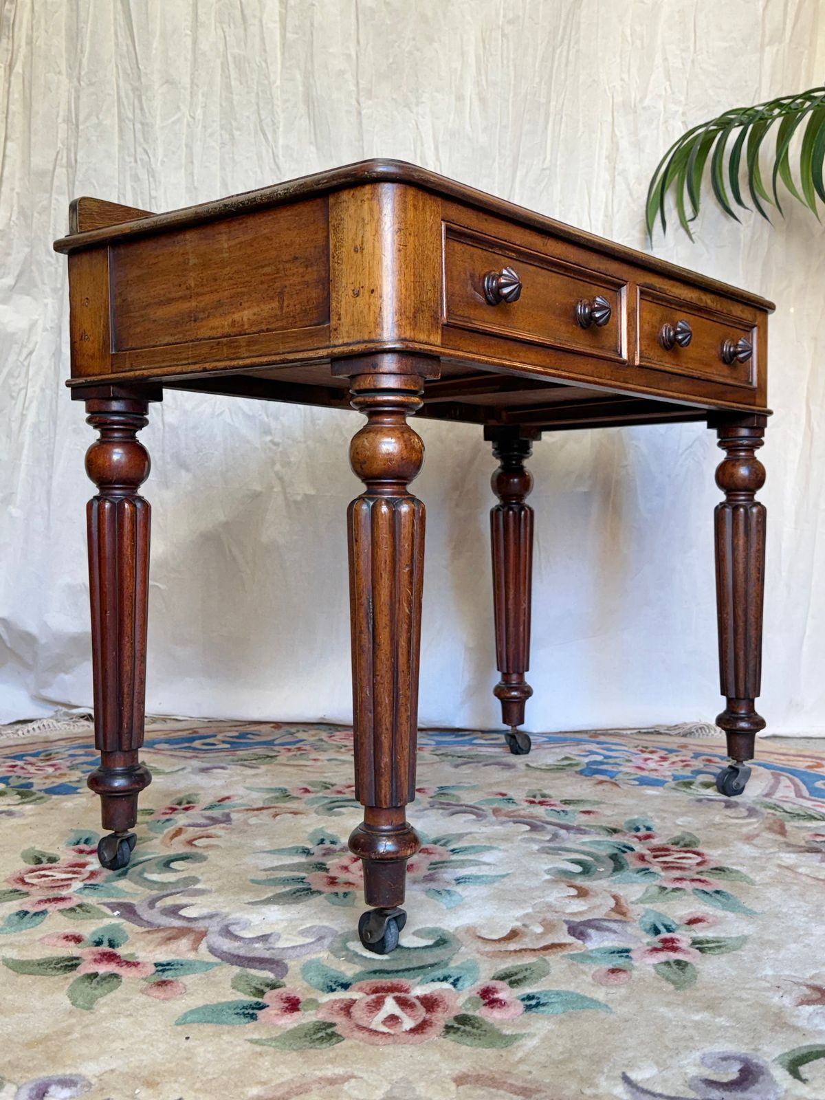 Antique Mahogany Leather Topped Desk Ladies Vanity Table photo Furniture