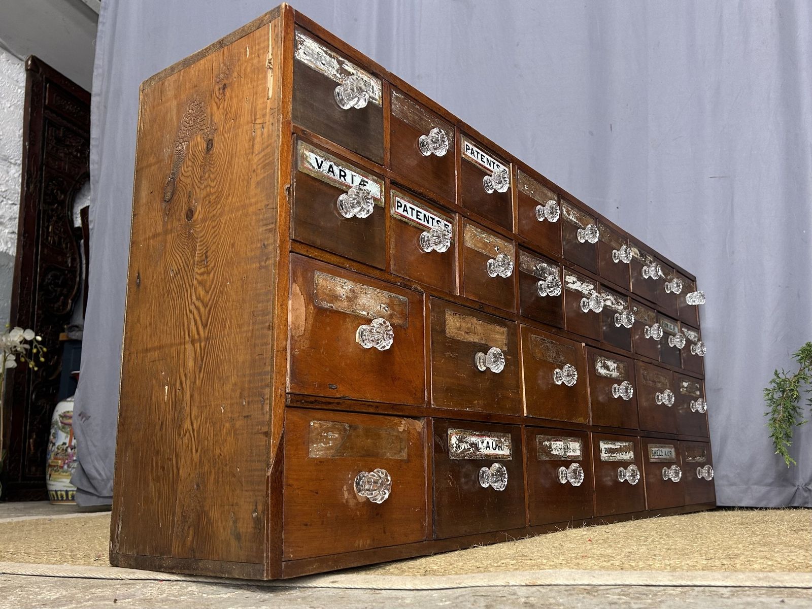 Antique Haberdashery Cabinet Chemist Bank Of Drawers Apothecary Chest Of Drawers photo vinterior