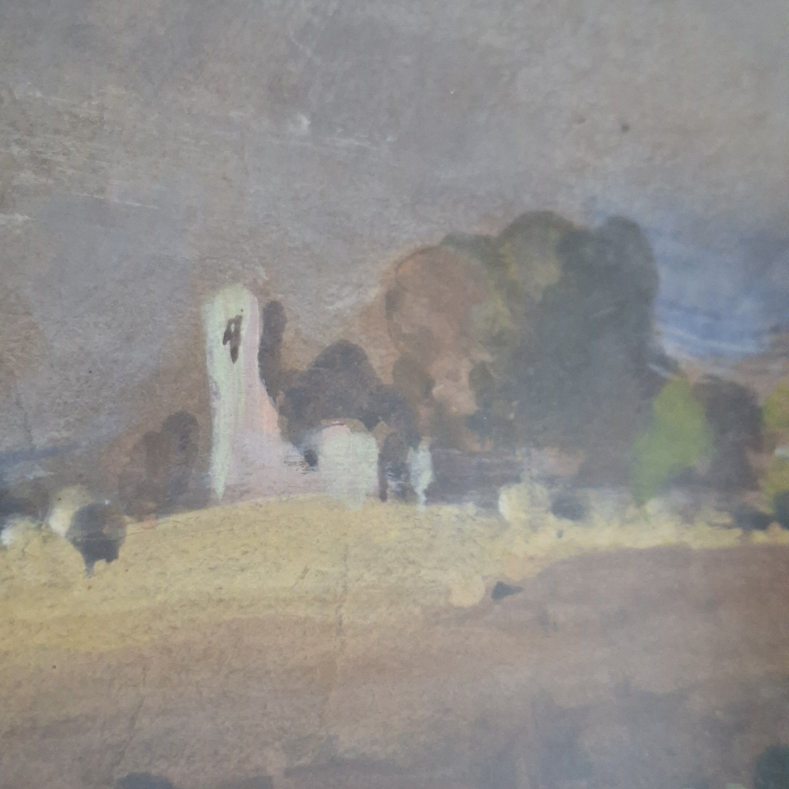 Tom Campbell Original Gouache Watercolour Scottish Landscape Sheep Antique Art photo for sale