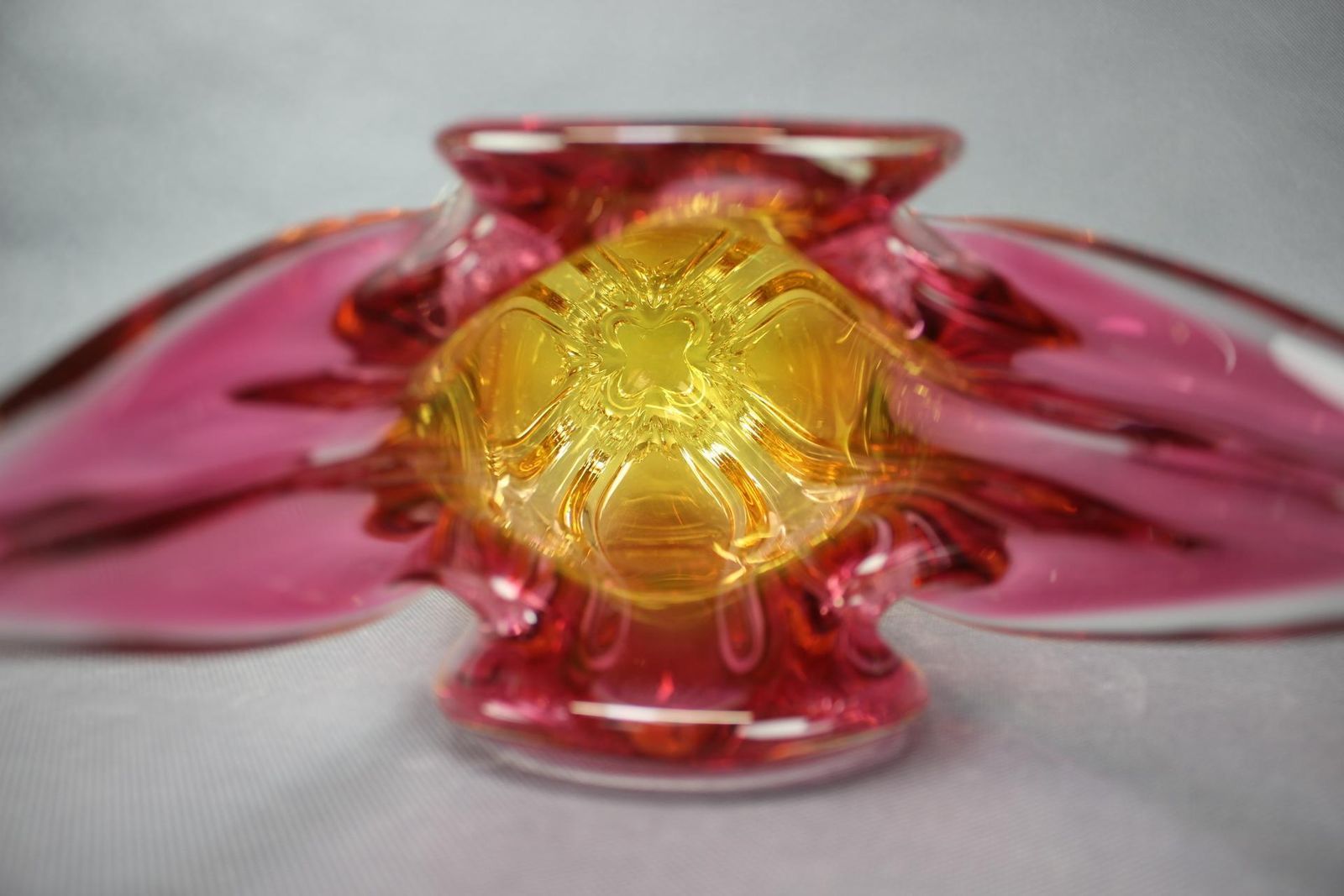 Mid Century Pink And Amber Art Glass Vase By Josef Hospodka, 1960s photo buy