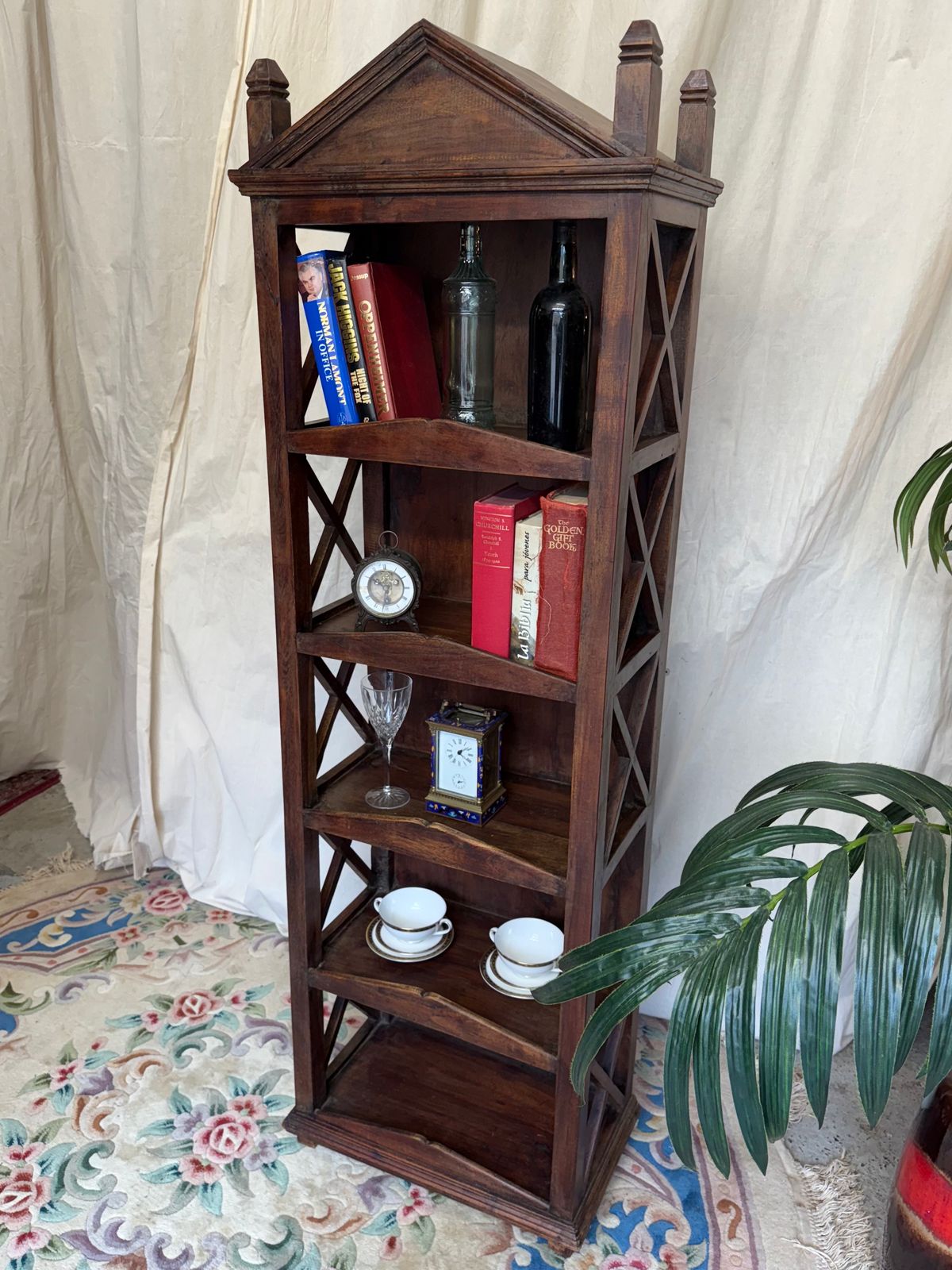 Hardwood Indian Bookcase Rustic Wood Shelves photo for sale