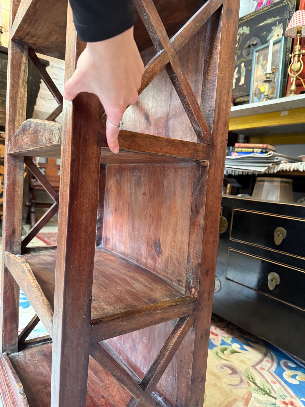 Furniture Hardwood Indian Bookcase Rustic Wood Shelves photo