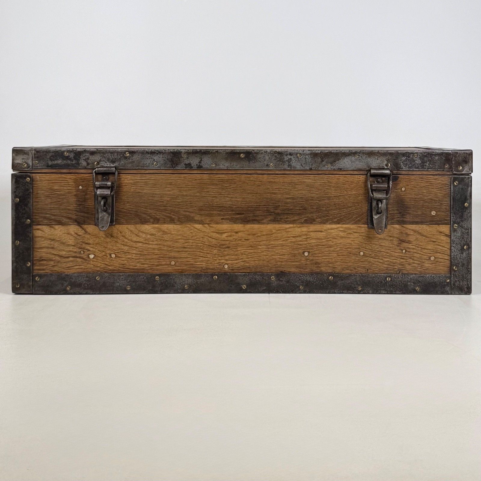 Antique 20th Century Oak Storage Box Of Fine Quality ( Af 5794 )