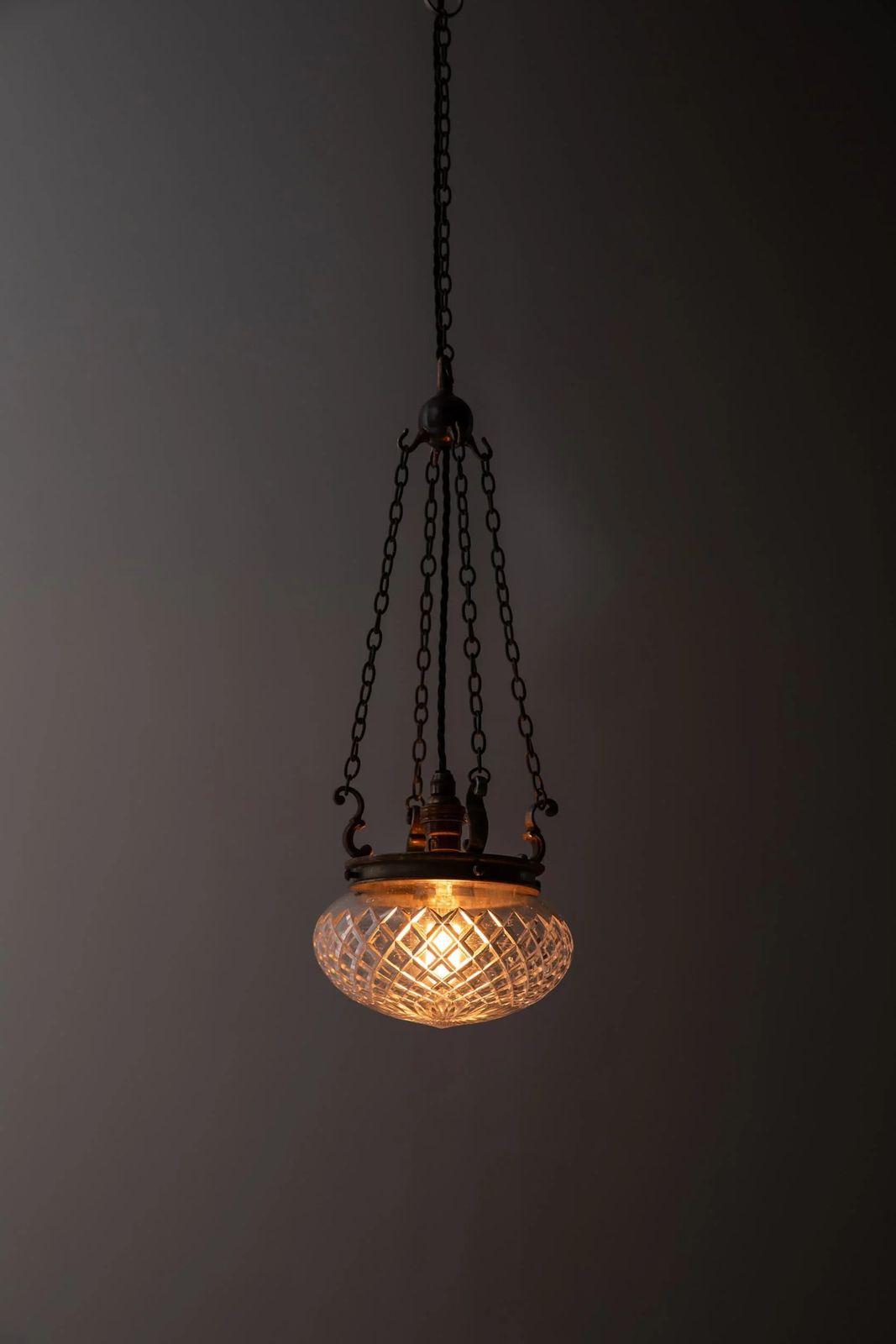 Diminutive Edwardian Cut Glass Pendant Light photo Lighting