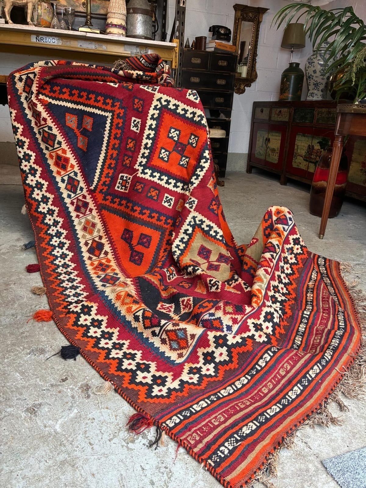Turkish Kilim Rug Hand Made Traditional Oriental Carpet photo furniture
