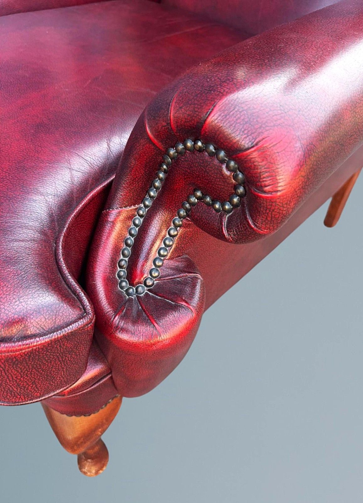 Furniture Queen Anne High Back Chesterfield Leather Armchair photo