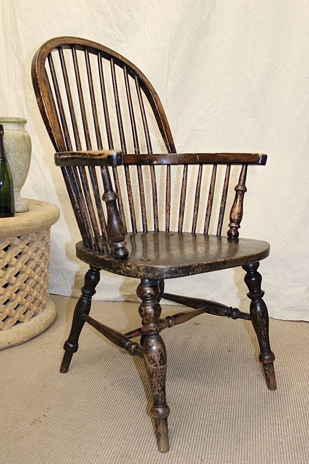 Antique Windsor Beech And Elm Windsor Armchair Chair Victorian Accent Chair photo vinterior