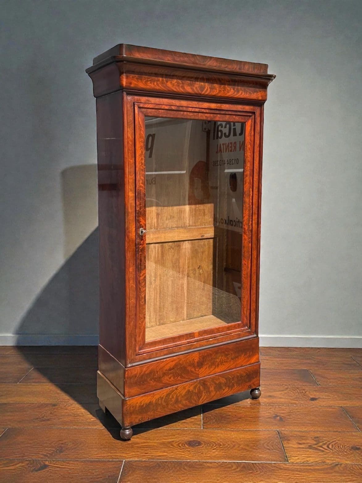 Antique Glazed Armoire Display Cabinet French Oak Dark Burle Walnut Exterior photo furniture