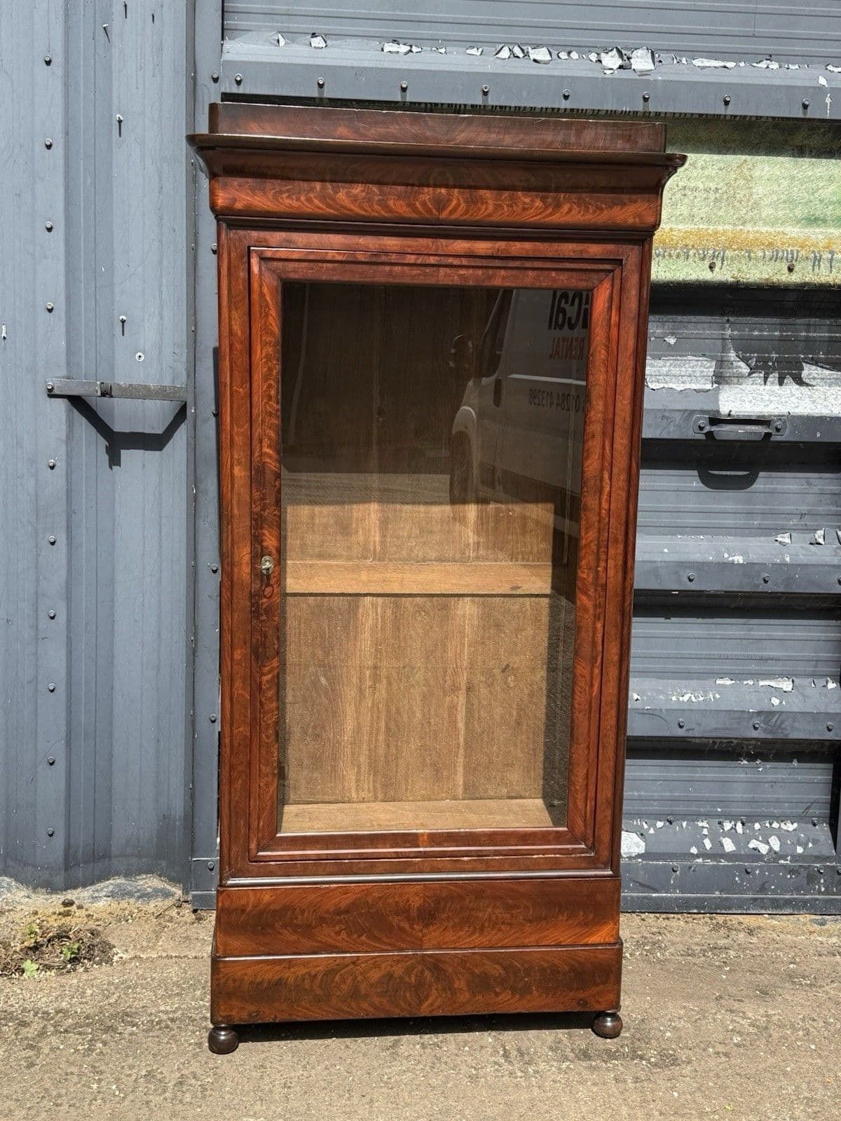 Antique Glazed Armoire Display Cabinet French Oak Dark Burle Walnut Exterior photo for sale
