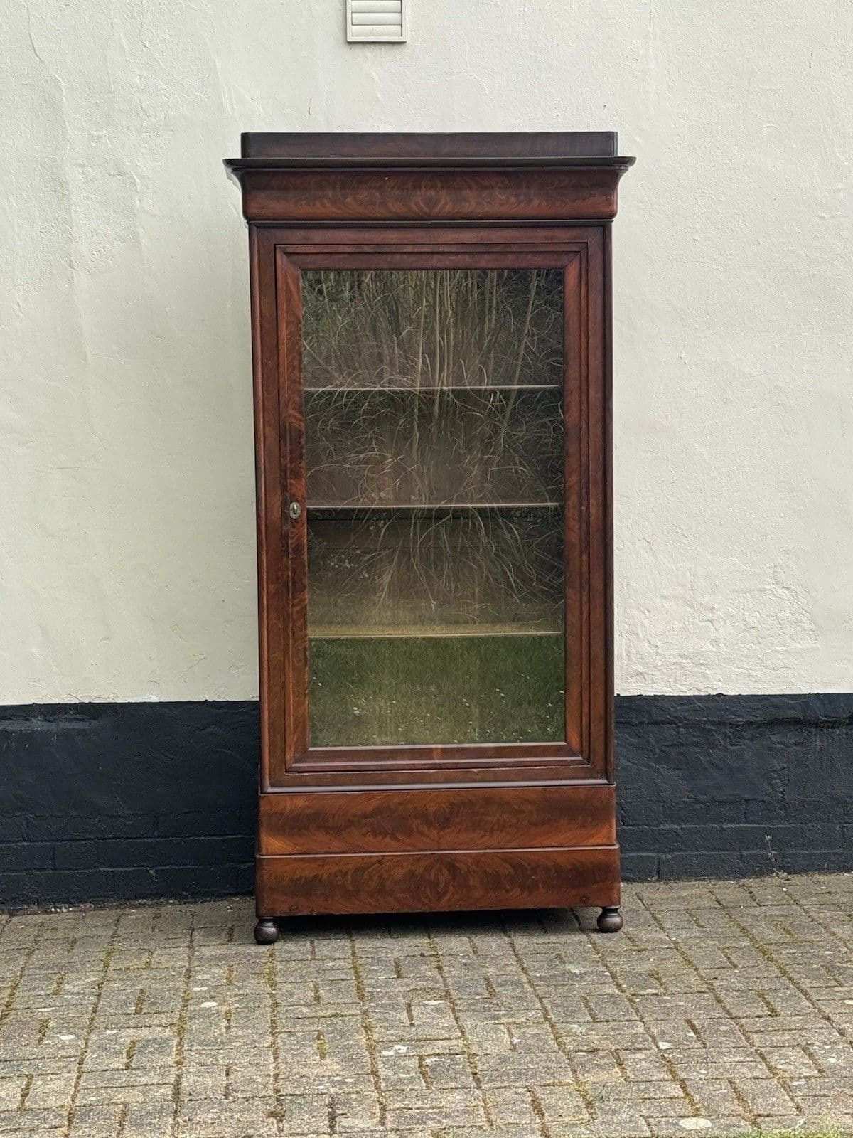 Antique Glazed Armoire Display Cabinet French Oak Dark Burle Walnut Exterior photo Furniture