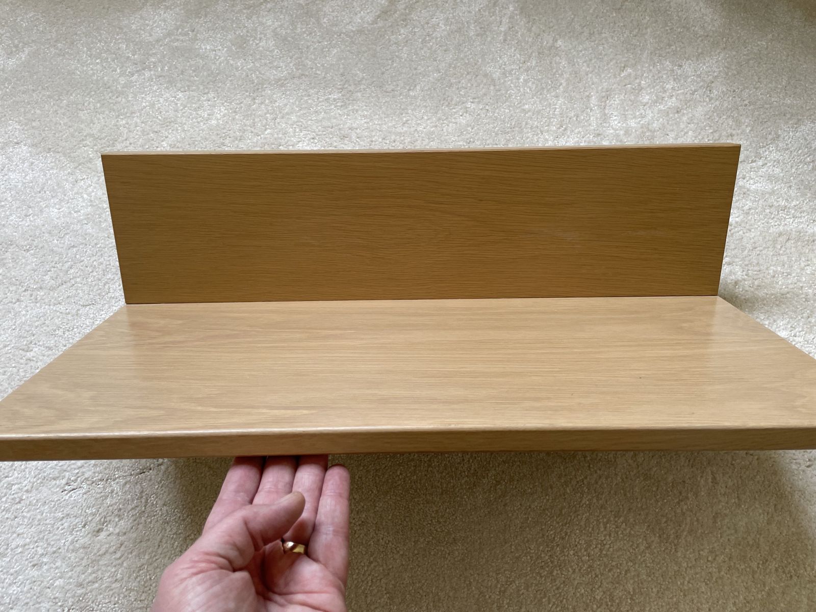 Pair Of Mid Century Tapley Light Oak Floating Shelves With Mounting Brackets photo vinterior