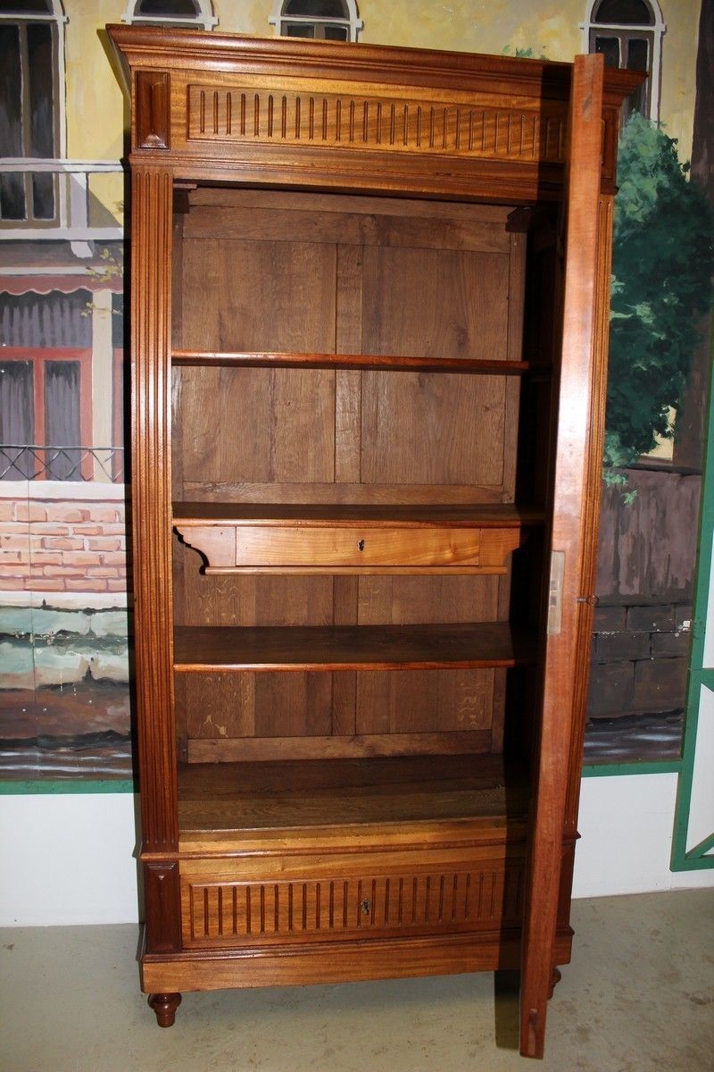 Wardrobe 1 Door Glazed Mahogany 20th photo vinterior