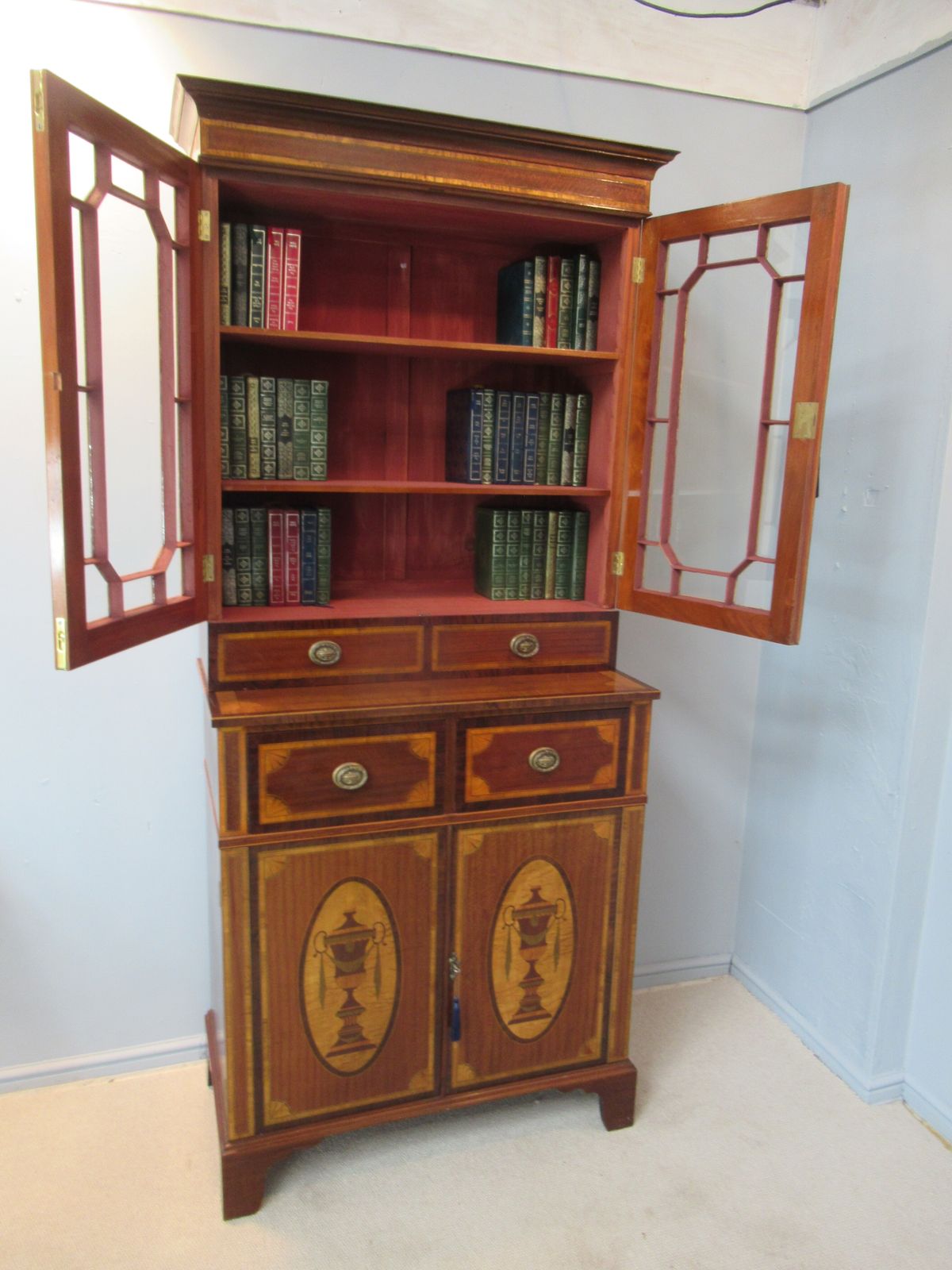 Mahogany And Marquetry   Inlaid   Bookcase