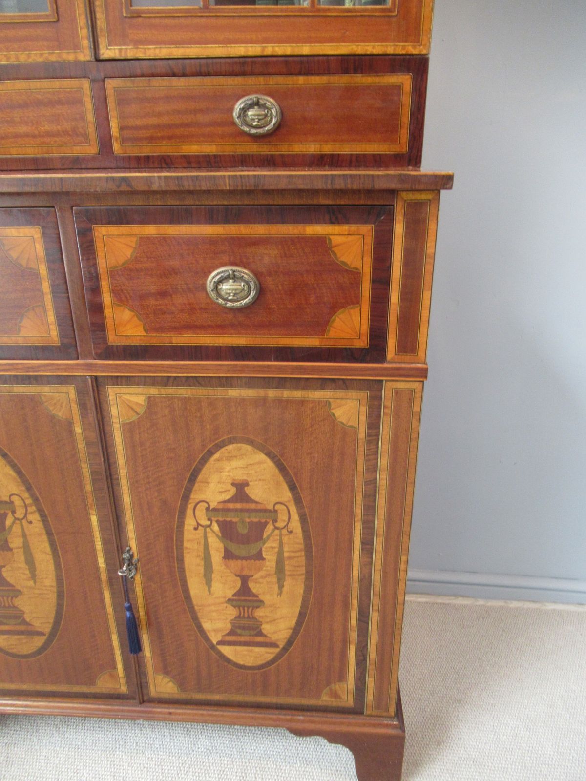 Mahogany And Marquetry   Inlaid   Bookcase photo vintage