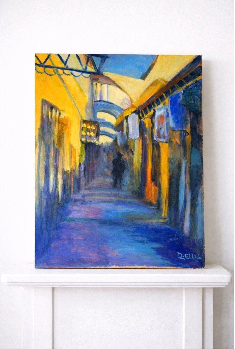 Large Impressionist Street Scene Oil Painting Signed D Ellis photo 175.0