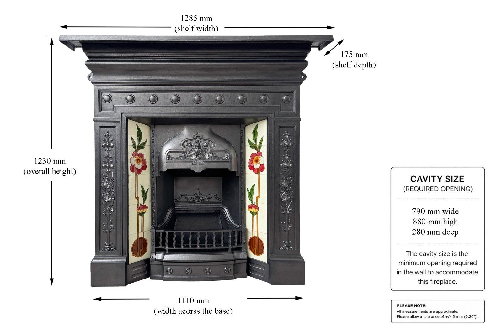 Edwardian Cast Iron Tiled Fireplace Circa 1902. Large Antique Reclaimed Restored photo furniture