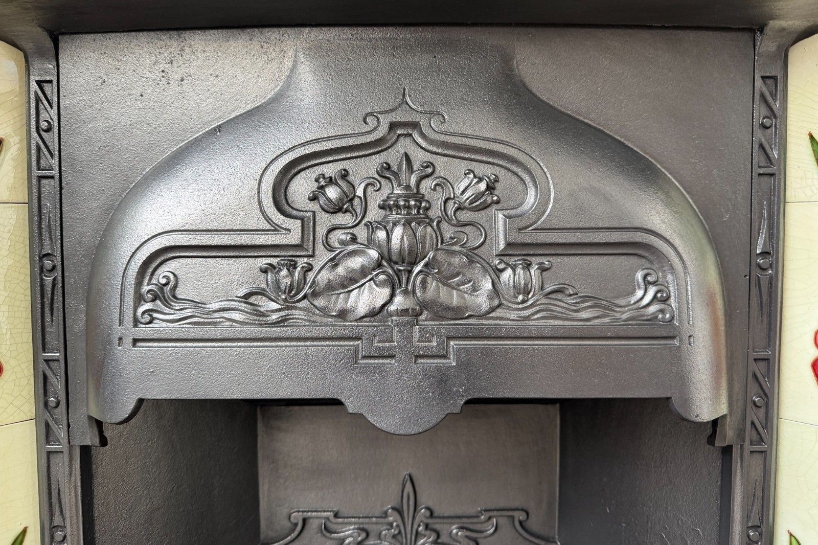 Edwardian Cast Iron Tiled Fireplace Circa 1902. Large Antique Reclaimed Restored photo buy