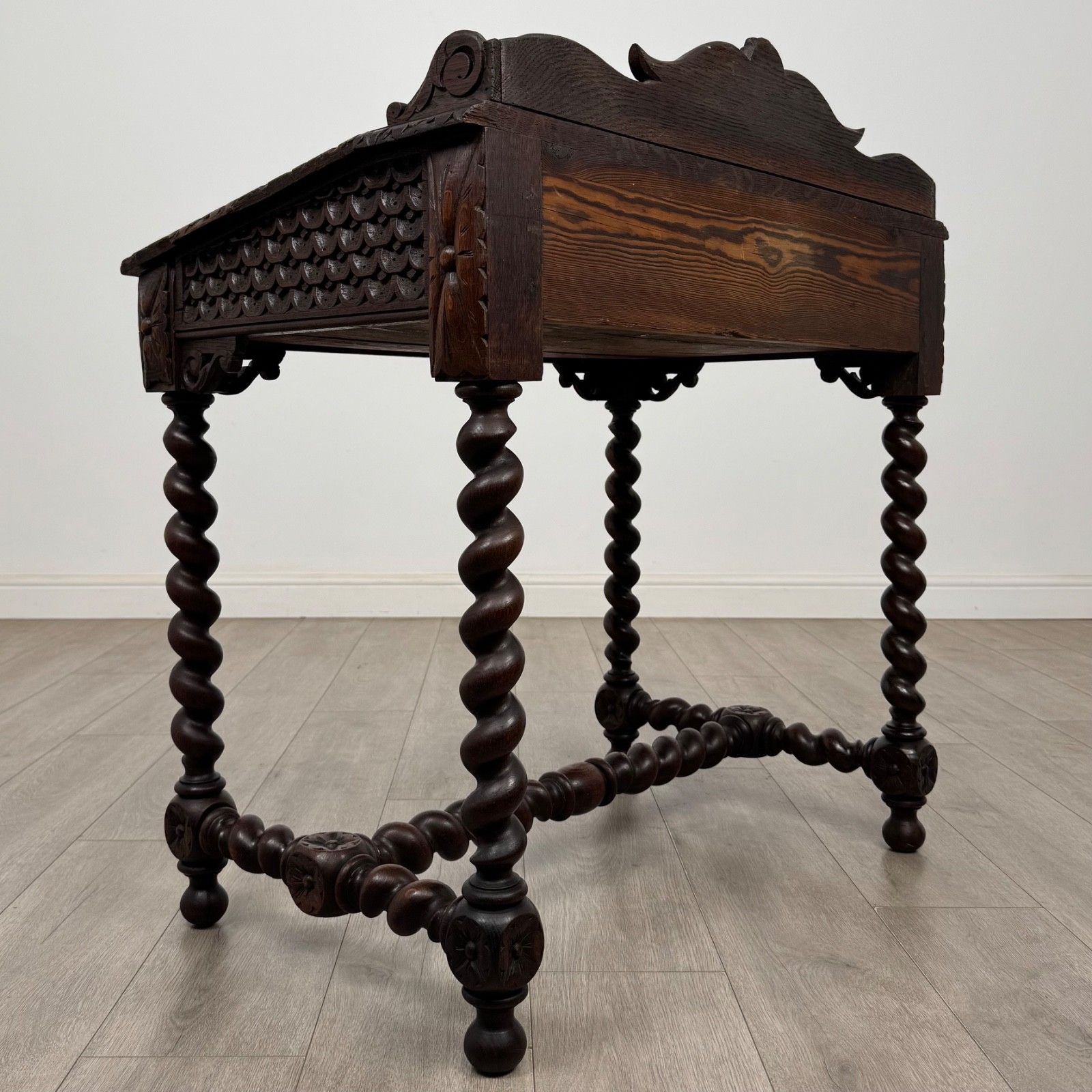Antique 19th Century Victorian Carved Oak Writing Table ( Af 5800 ) photo Furniture