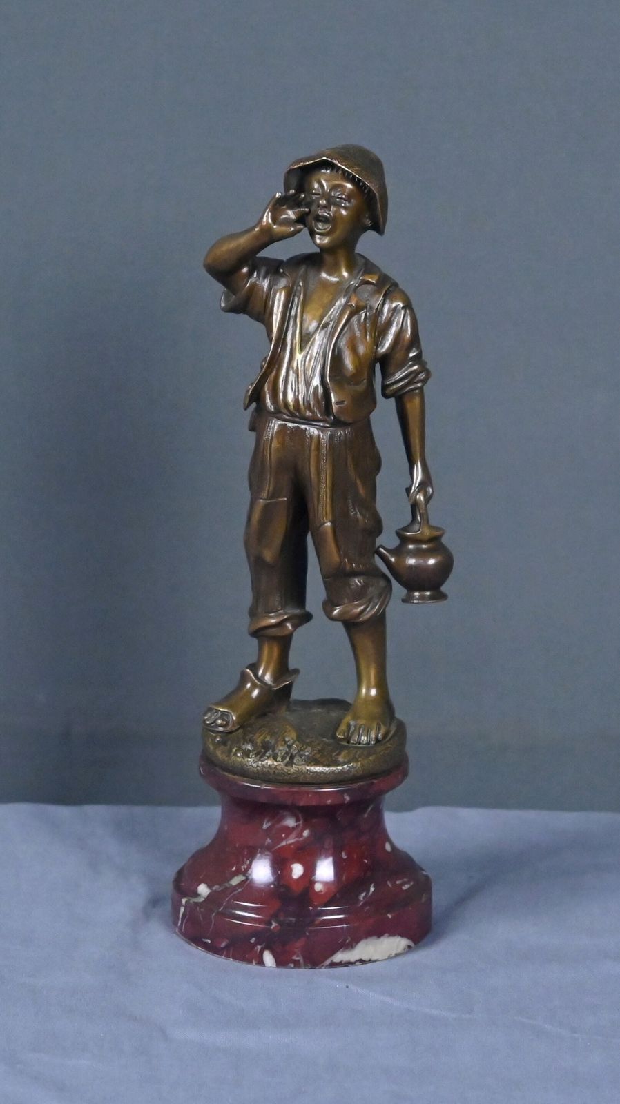 Art Bronze Sculpture "The Little Water Carrier" Signed Dubois – Late 19th Century photo